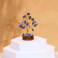 Mini Gemstone Trees On Wood Base - Sodalite (15 stones)
