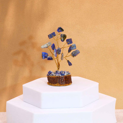 Mini Gemstone Trees On Wood Base - Sodalite (15 stones)