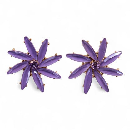 Boucles d'Oreilles Fleurs Verre - Lavande Vintage