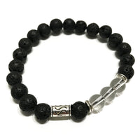 Bracelet en pierre de lave - Tribal - Cristal de Roche
