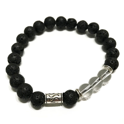Bracelet en pierre de lave - Tribal - Cristal de Roche