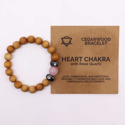Jonc Chakra cœur en bois de cèdre - Quartz Rose - photo 2