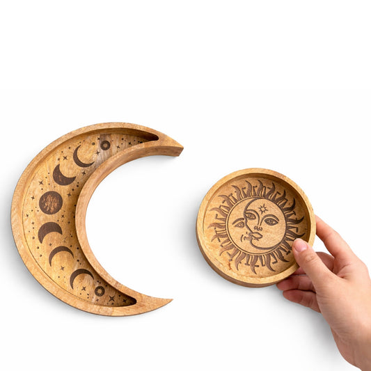 Plateaux en Bois Lune et Soleil — Lot de 2 - photo 2