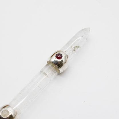 Baguette Améthyste à sphère mobile et Quartz rose - 12 cm