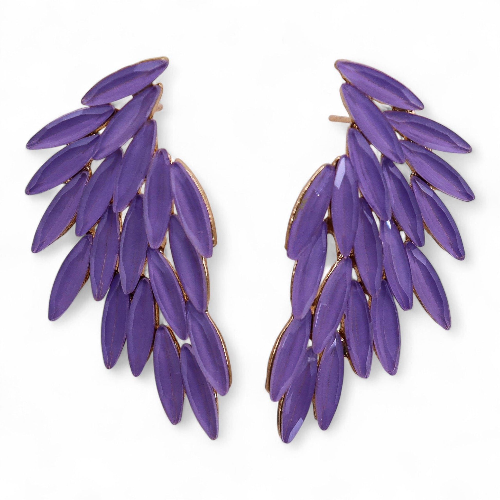 Boucles d'Oreilles Ailes d'Ange Lavande - Verre Vintage – photo 2