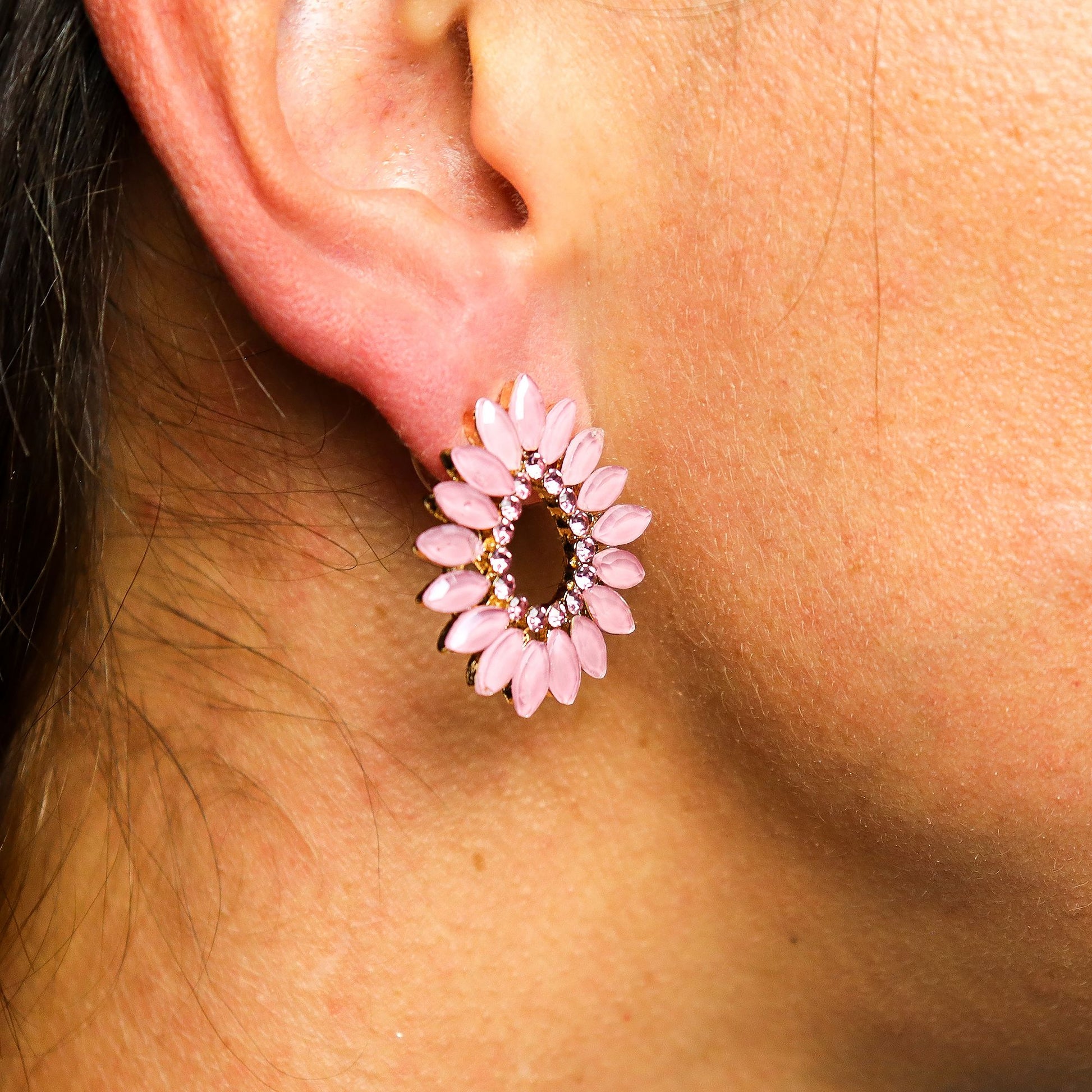 Boucles d'oreilles Verre Rose Vintage - Loop Élégance – photo 3