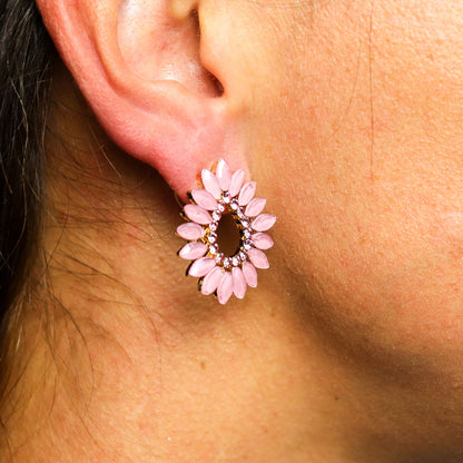 Boucles d'oreilles Verre Rose Vintage - Loop Élégance – photo 3