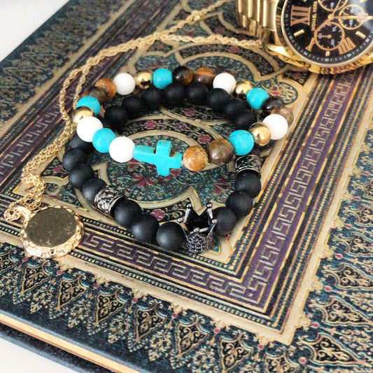 Bracelet boho - Gold Hamsa / White Stone - photo 2