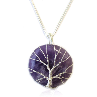 Collier Arbre de Vie en pierres - Améthyste