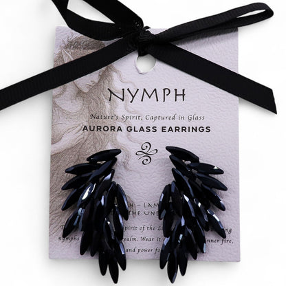Boucles d'Oreilles Ailes d'Ange Verre Noir - Vintage Mystique – photo 3