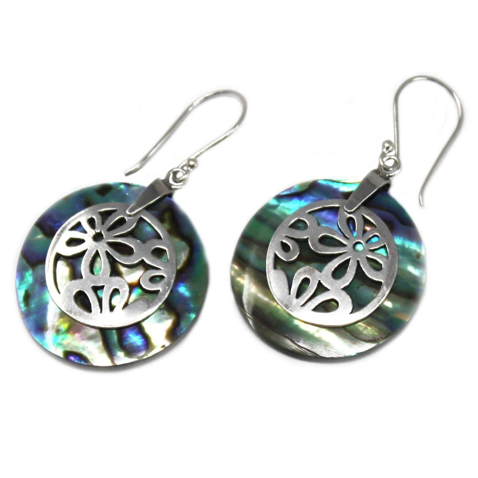 Boucles d'Oreilles Abalone & Argent 925 - Fleurs Bali – photo 2