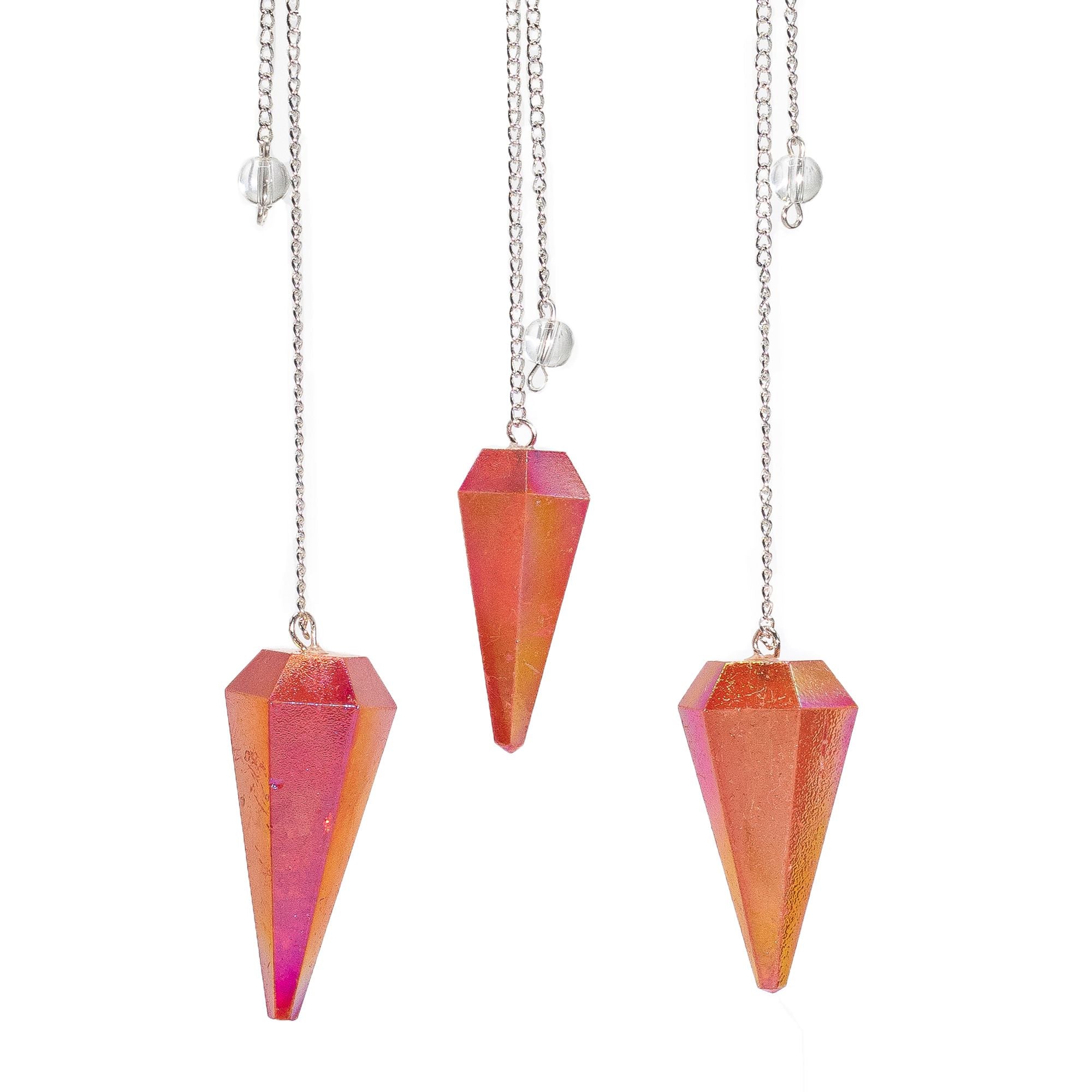 Pendule Quartz Aurora Pêche 6 Faces — 4 cm