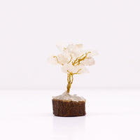 Mini Gemstone Trees On Wood Base - Rock Quartz (15 stones)