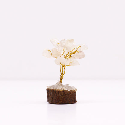 Arbre de Vie Quartz Cristal de Roche Mini 6 cm — 15 Pierres, Socle Bois – photo 2