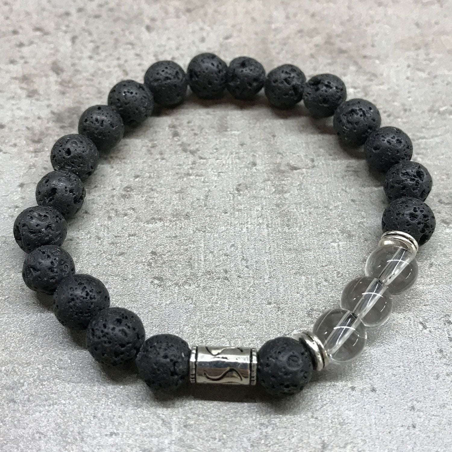 Bracelet en pierre de lave - Tribal - Cristal de Roche - photo 2