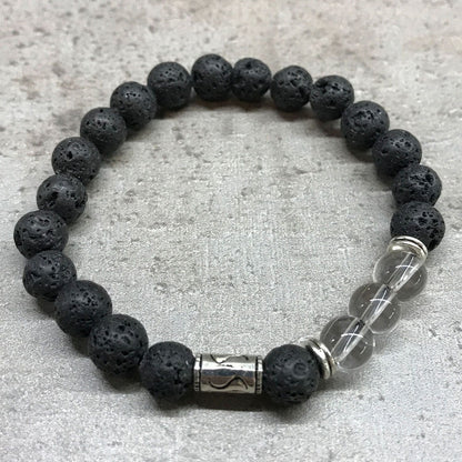 Bracelet en pierre de lave - Tribal - Cristal de Roche - photo 2