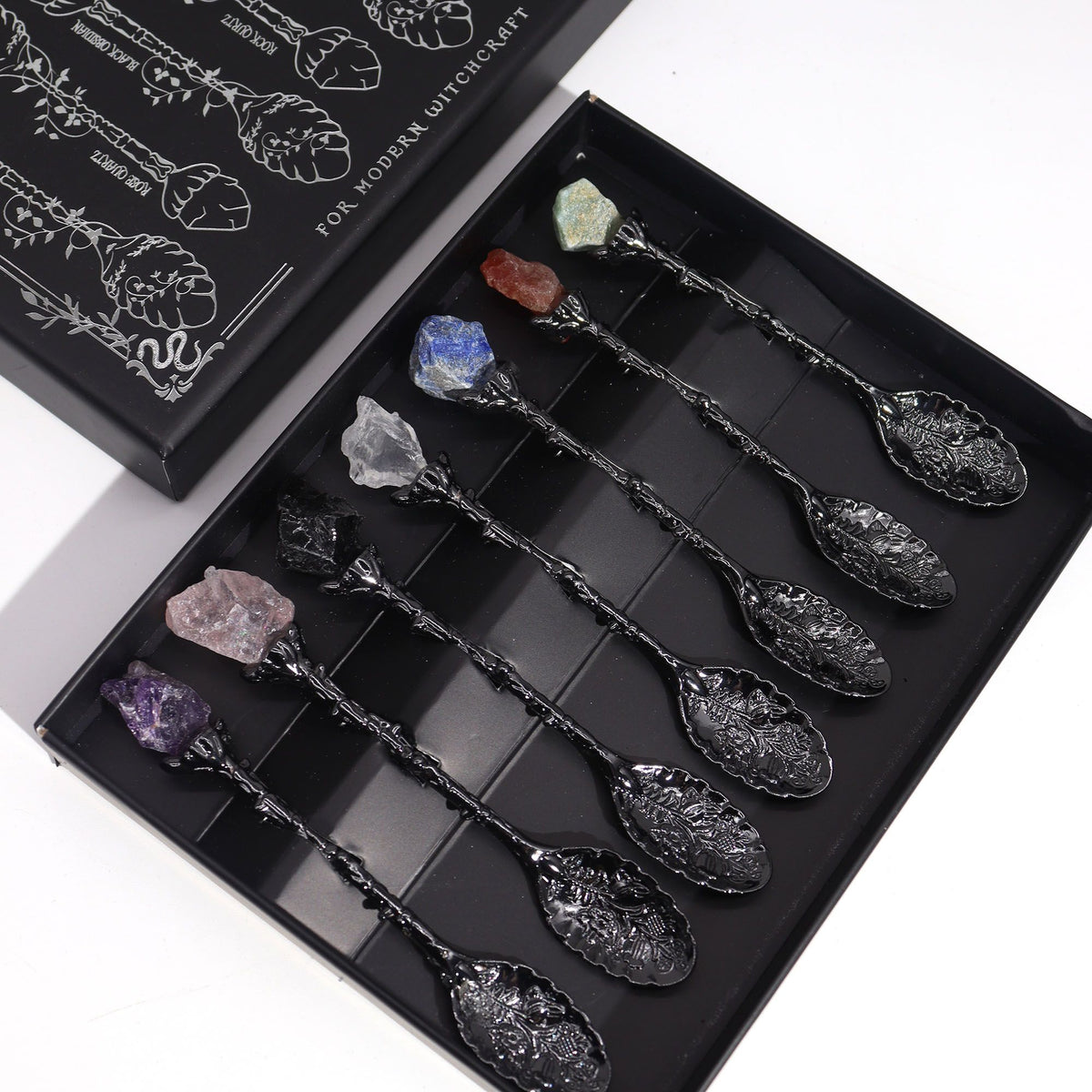 Set 7 Cuillères Rituelles - Cristal & Argent Vieilli (Witch Spoons) – photo 3