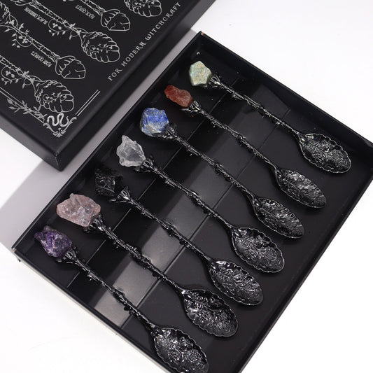 Set 7 Cuillères Rituelles - Cristal & Argent Vieilli (Witch Spoons) – photo 3