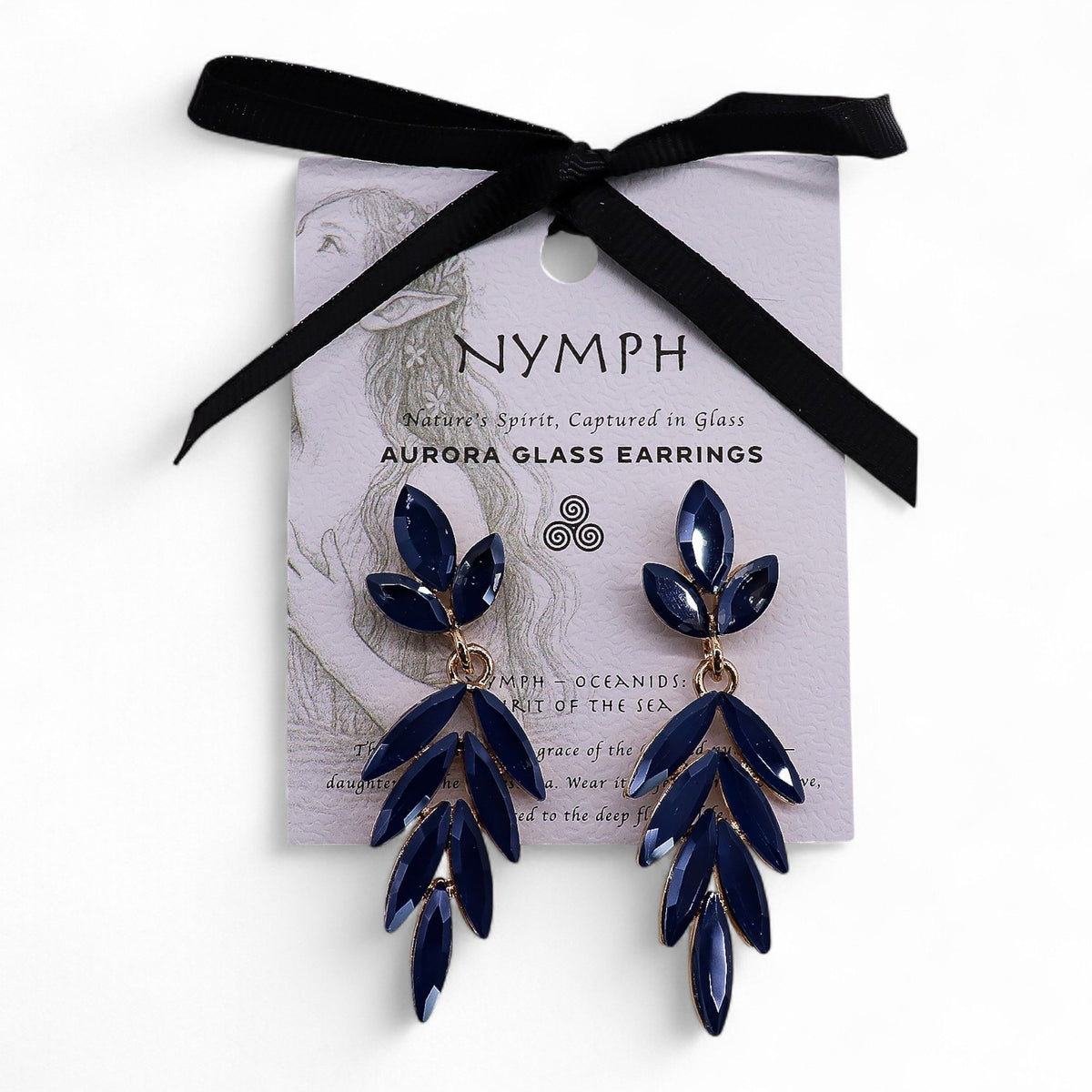 Boucles d'Oreilles Verre Bleu Royal - Long Drop Vintage – photo 2
