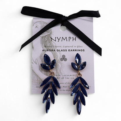 Boucles d'Oreilles Verre Bleu Royal - Long Drop Vintage – photo 2