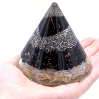 Orgonite Cone - Selenite and Black Toumaline Copper - 90 mm