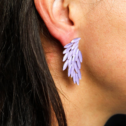 Boucles d'Oreilles Ailes d'Ange Lavande - Verre Vintage – photo 3