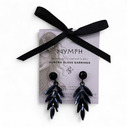 Boucles d'oreilles Verre Noir Long Drop - Élégance Mystère – photo 3