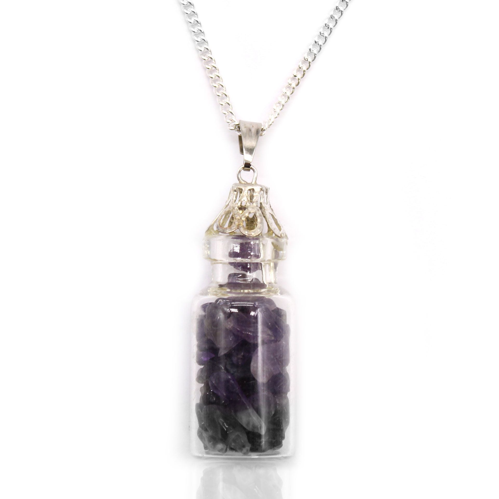 Collier flacon de pierres - Améthyste
