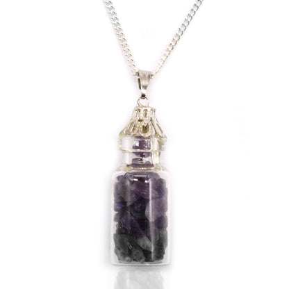 Collier flacon de pierres - Améthyste