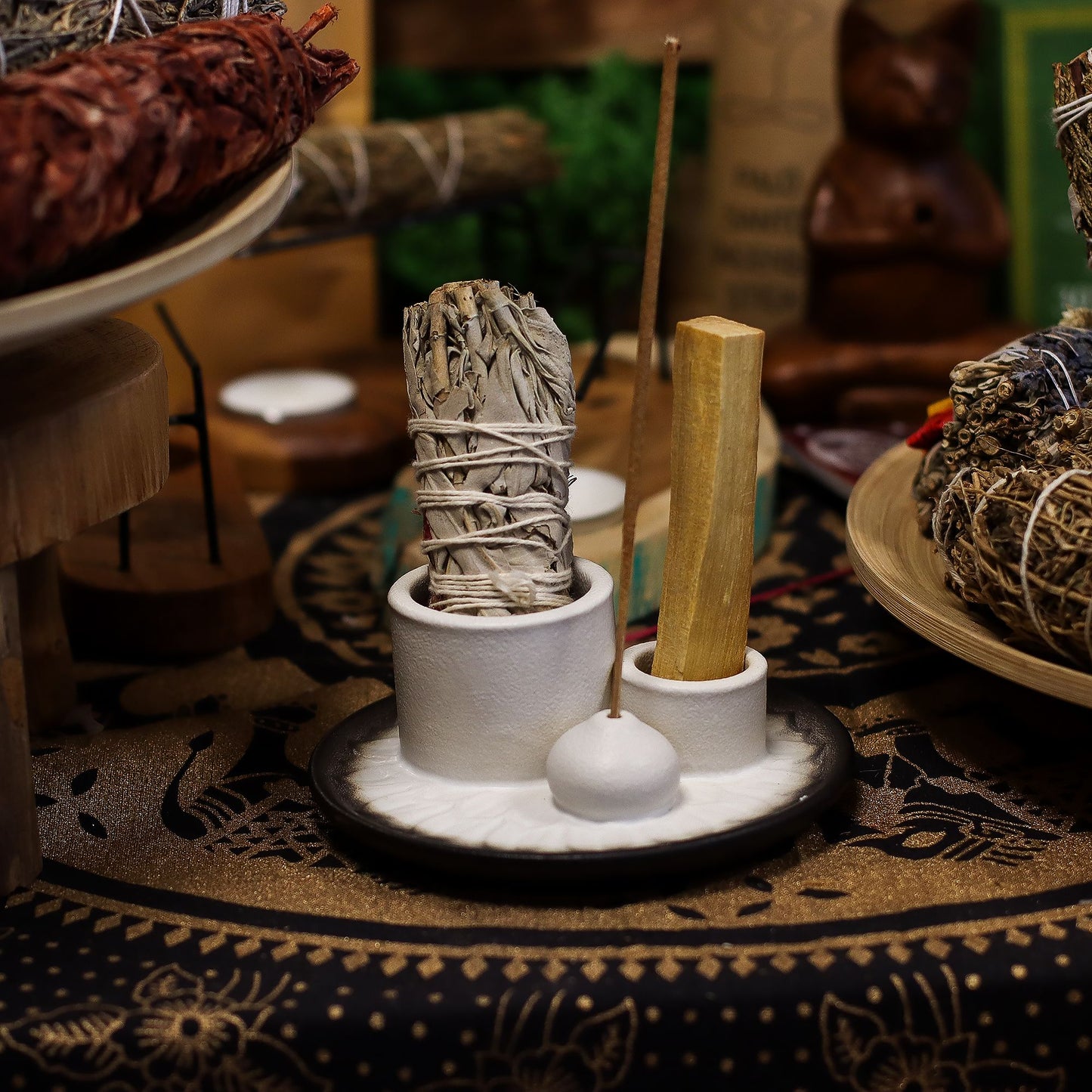 Bâton Palo Santo & Support Mandala Blanc/Gris – photo 2