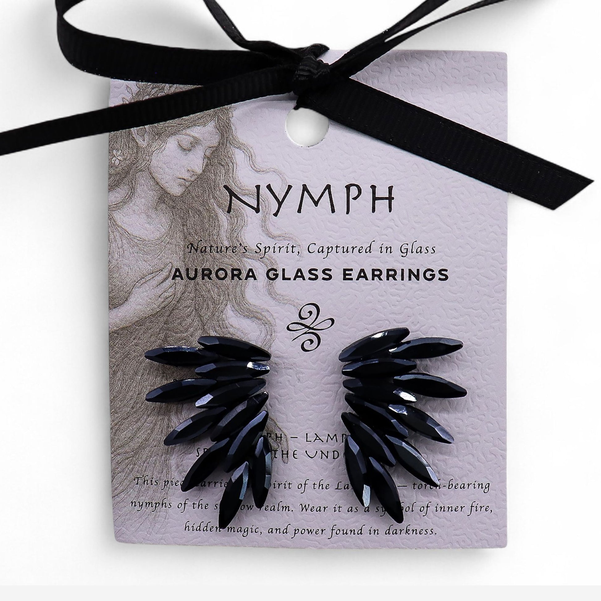 Boucles d'Oreilles Fée Noire - Verre Vintage Noir – photo 3