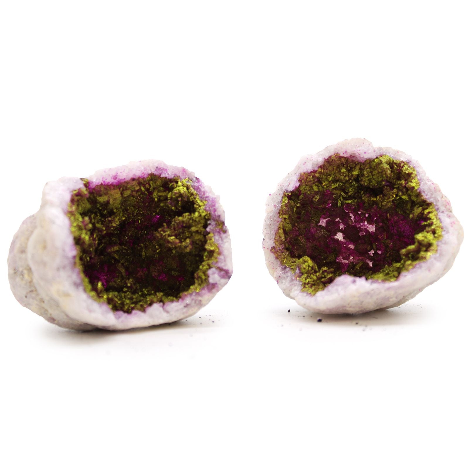 Géode Calcite Rose & Or — Pierre Naturelle Colorée