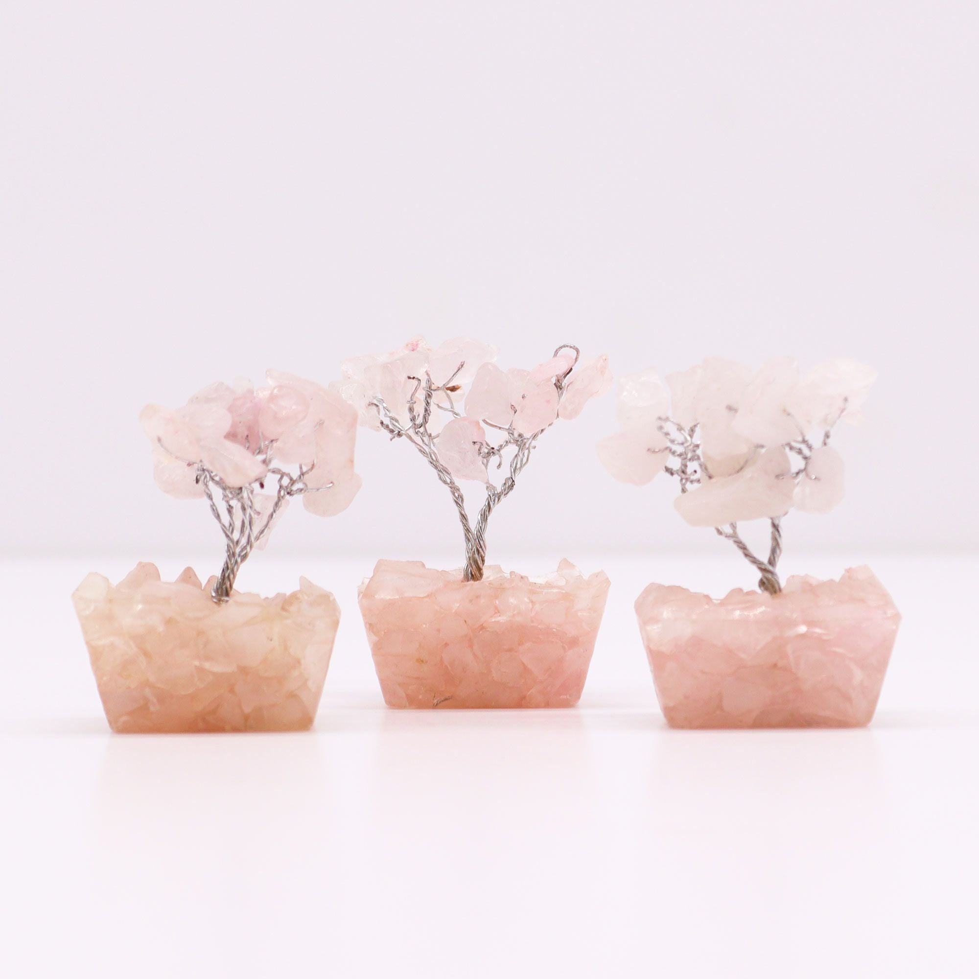 Mini Gemstone Trees On Orgonite Base - Rose Quartz (15 stones)
