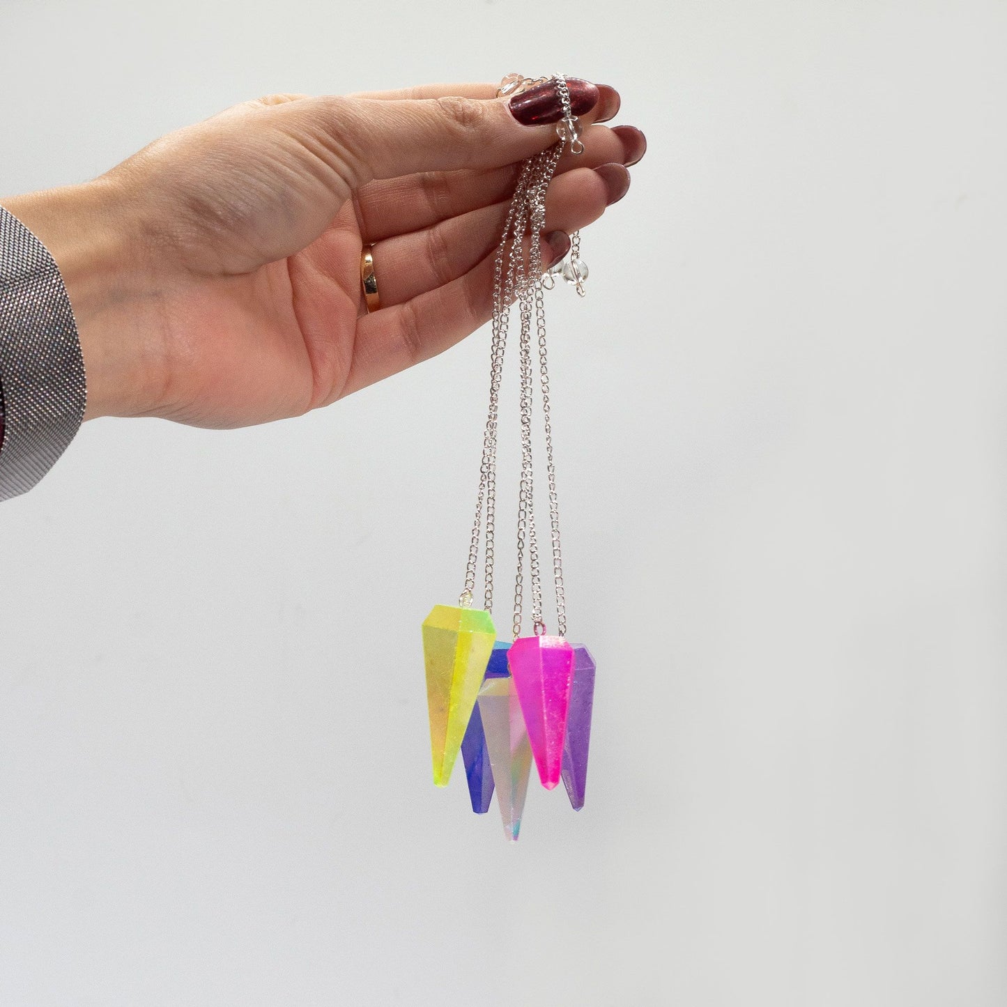 Pendule Quartz Aurora Pêche 6 Faces — 4 cm – photo 2