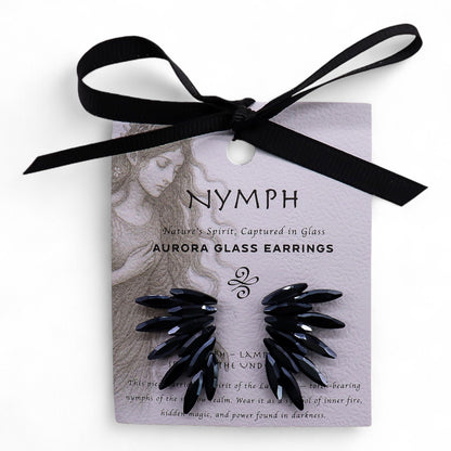Boucles d'Oreilles Fée Noire - Verre Vintage Noir – photo 6