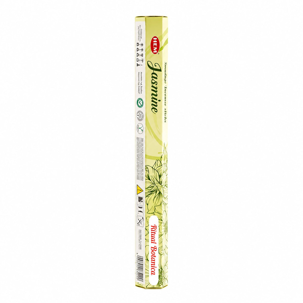 Étui hexagonal vert clair d'encens HEM Smudge au jasmin avec motifs floraux