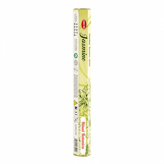 Étui hexagonal vert clair d'encens HEM Smudge au jasmin avec motifs floraux