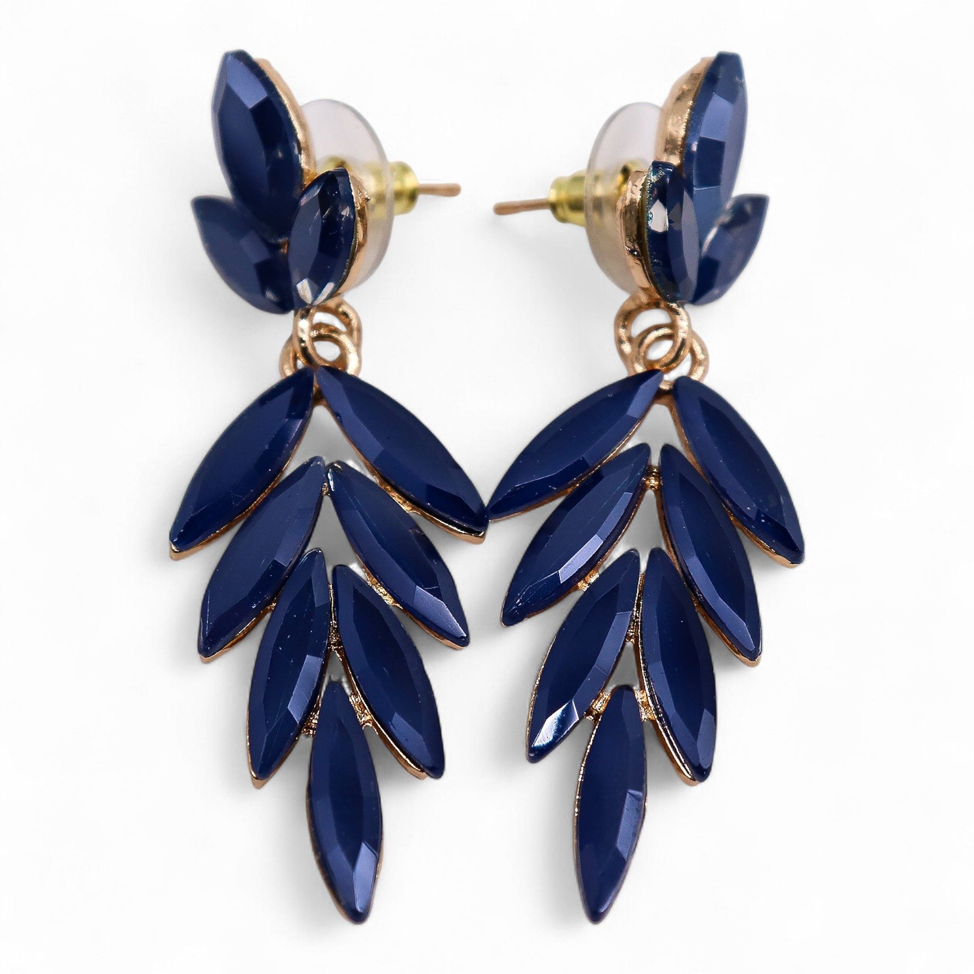 Boucles d'Oreilles Verre Bleu Royal - Long Drop Vintage