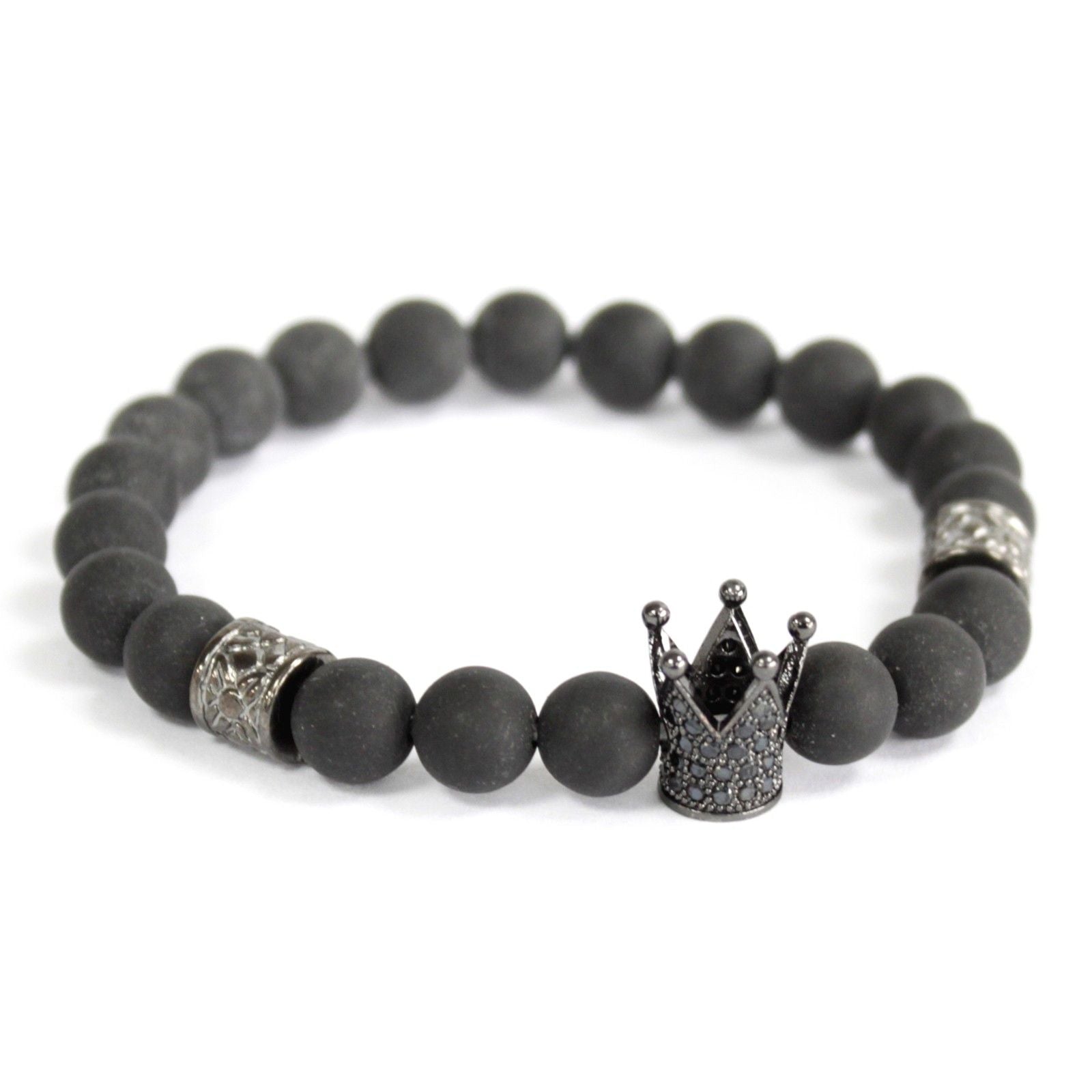 Bracelet boho - Crystal Crown / Black Agate
