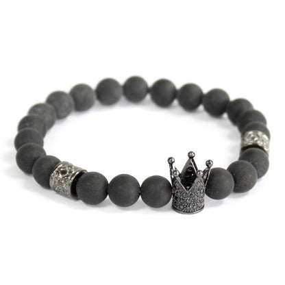 Bracelet boho - Crystal Crown / Black Agate