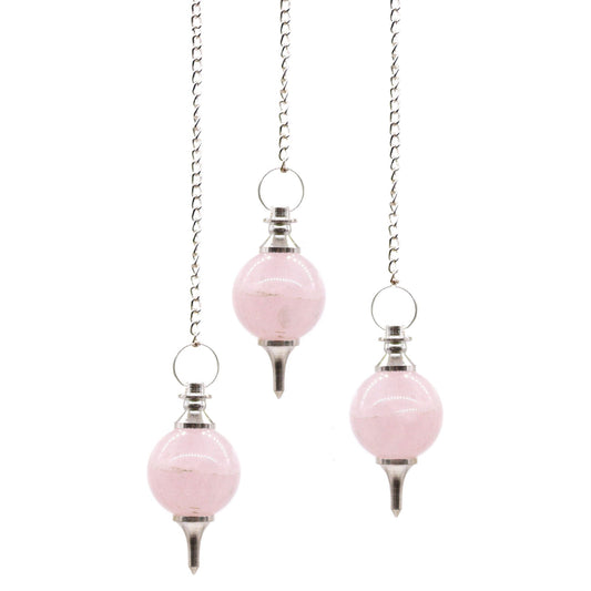 Pendule de radiesthésie sphère - Quartz Rose