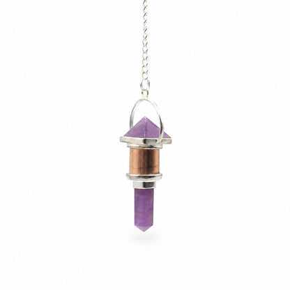 Pendule en améthyste et cuivre - pointe pyramidale