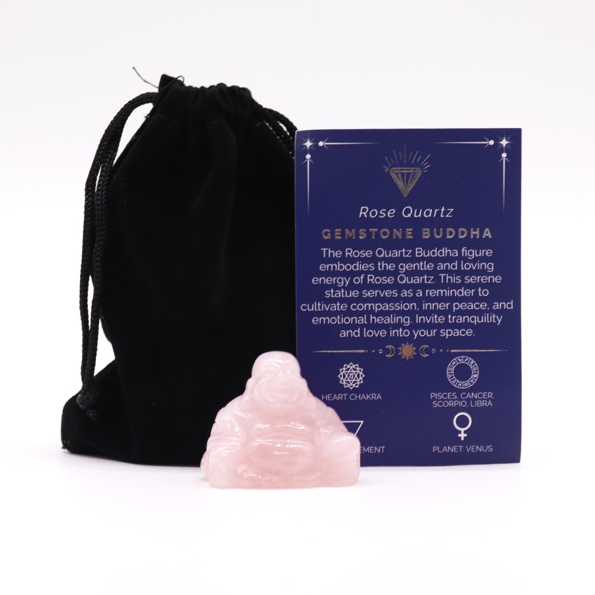 Figurine Bouddha en Quartz Rose