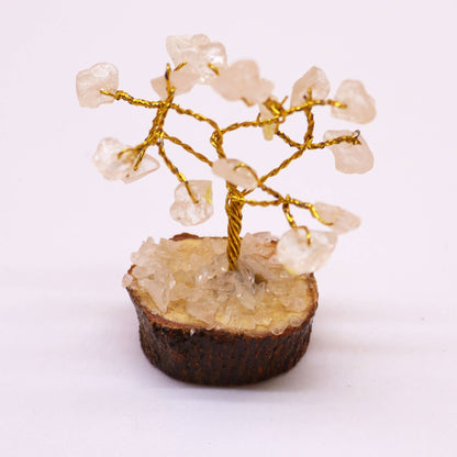 Arbre de Vie Quartz Cristal de Roche Mini 6 cm — 15 Pierres, Socle Bois – photo 5