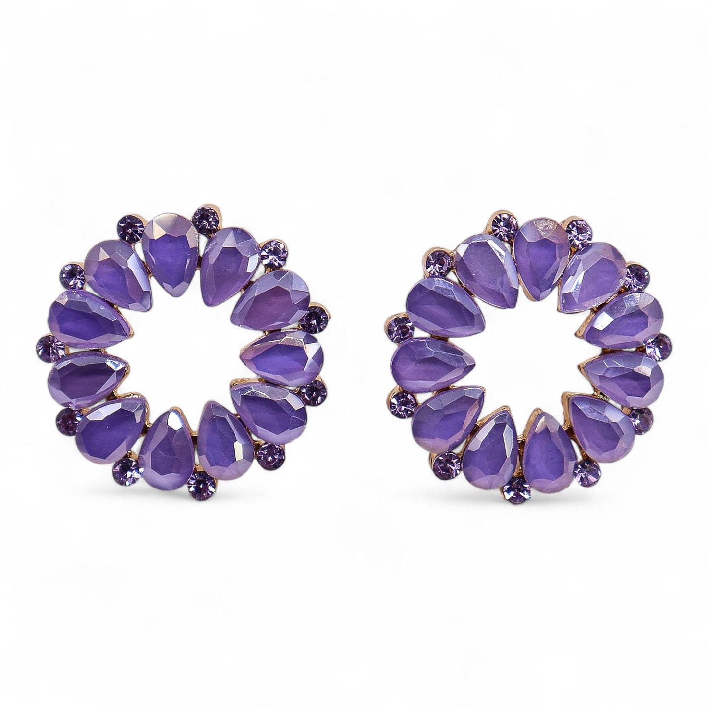 Boucles d'Oreilles Lavande Verre - Cercle Vintage Lilas – photo 6