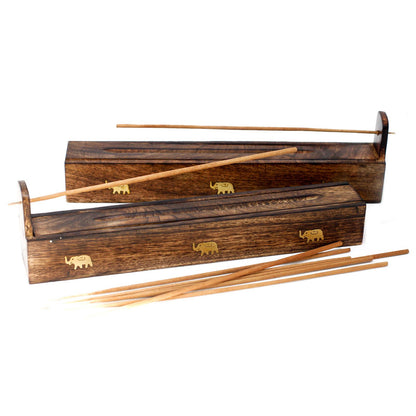 Boîte à Encens en Bois de Manguier - Motifs Assortis (Artisanat Inde)