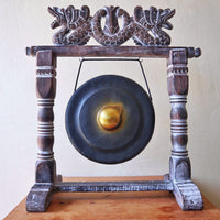 Gong de Guérison 25cm Noir sur Stand Sculpté Bali – photo 9