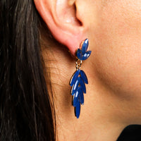 Boucles d'Oreilles Verre Bleu Royal - Long Drop Vintage – photo 6