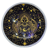 Triple Leg  Enamelled  Offering Plate - Gold Goddess on Black