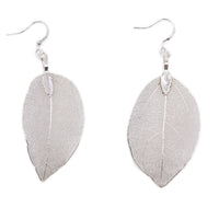 Boucles d'Oreilles Feuille Vraie - Argentées Artisan